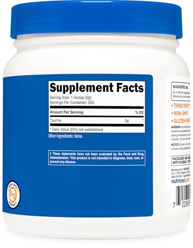 250 porciones de taurina Nutricost
