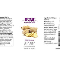 aceite de jengibre NOW Foods uso en masajes