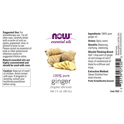 aceite de jengibre NOW Foods uso en masajes