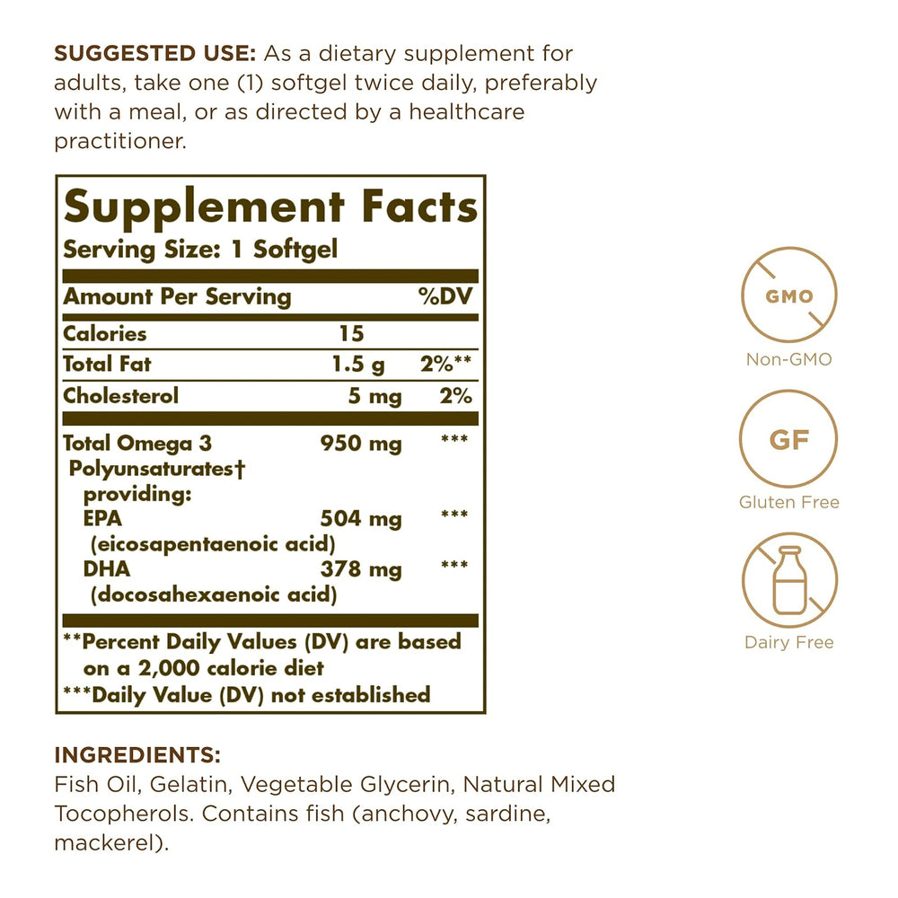Aceite de pescado Solgar 950 mg