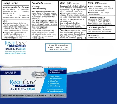 alivio 4 en 1 de hemorroides con Recticare
