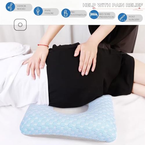 almohada médica en forma de donut azul