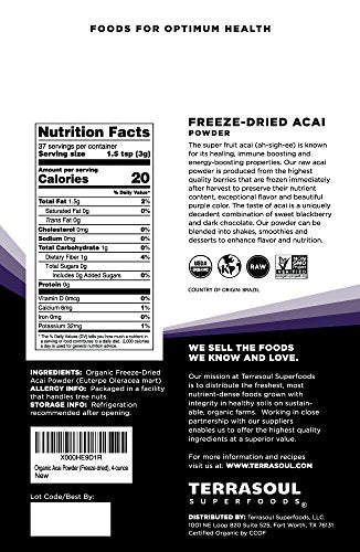 Antioxidantes naturales en polvo de acai