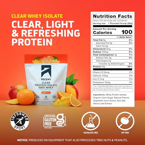 Ascent 100% Clear Whey con 5.5g BCAA