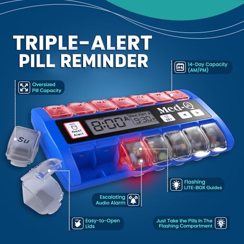 caja de pastillas con alarmas sonoras