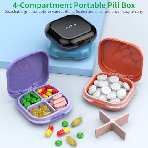 caja de pastillas portátil con 4 compartimentos