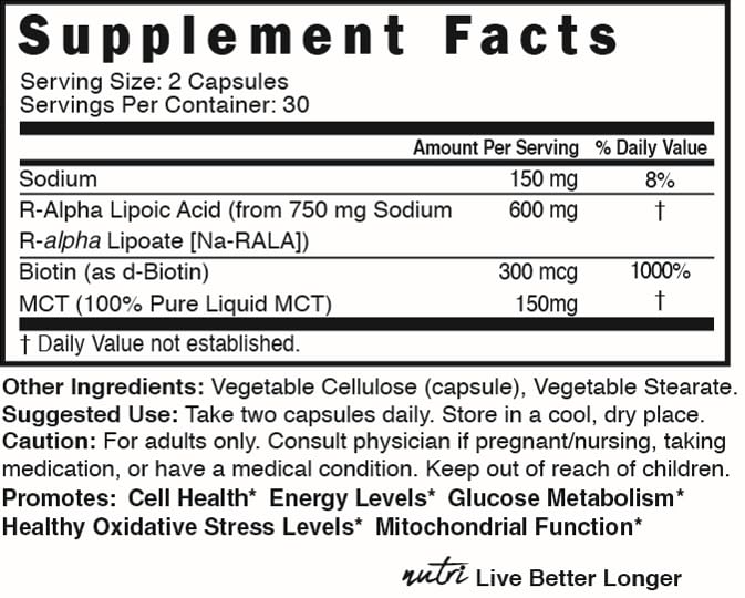 Cápsulas de 600mg para energía celular