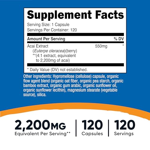 cápsulas de acai Nutricost para energía diaria