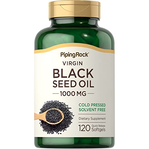 Cápsulas de Aceite de Semilla Negra Piping Rock | 1000mg | 120 Píldoras | Suplemento Prensado en Frío | Nigella Sativa | Sin Solventes, No OGM, Sin - imagen 1