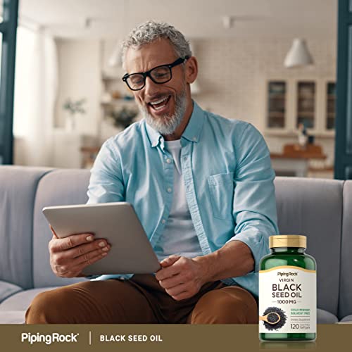 Cápsulas de Aceite de Semilla Negra Piping Rock | 1000mg | 120 Píldoras | Suplemento Prensado en Frío | Nigella Sativa | Sin Solventes, No OGM, Sin - imagen 6
