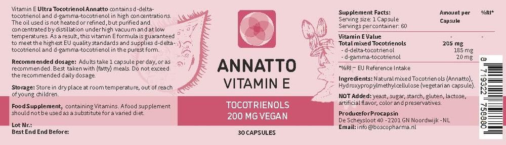Cápsulas de Eannatto Tocotrienoles