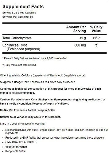 Cápsulas de Echinacea para el sistema inmunológico