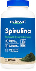 Cápsulas de spirulina orgánica Nutricost