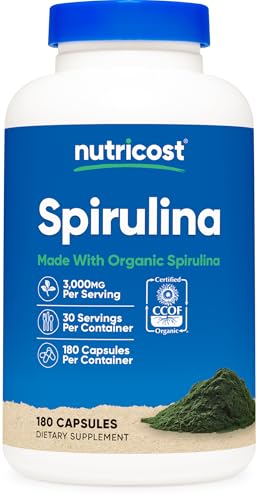 Cápsulas de spirulina orgánica Nutricost