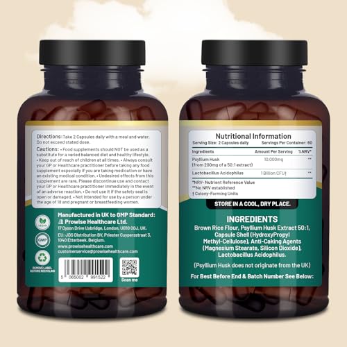 cápsulas veganas de psyllium con probióticos