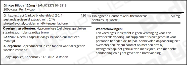 cápsulas veganas ginkgo biloba 120 mg