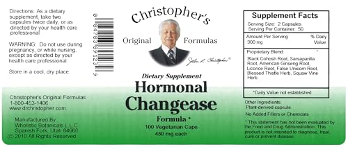 Christopher's Original Formulas Hormonal Changease 450 mg - 100 Cápsulas - imagen del producto 3