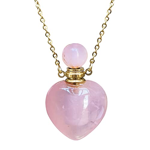 collar con botella de perfume rosa