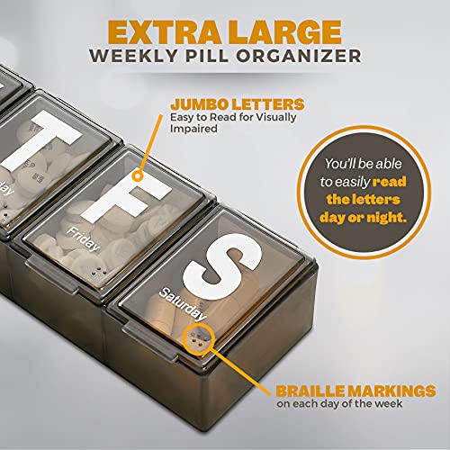 contenedor de vitaminas con letras jumbo