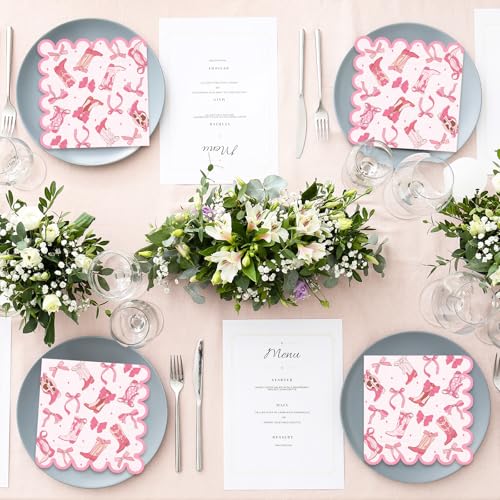 decoración de mesa con servilletas rosas