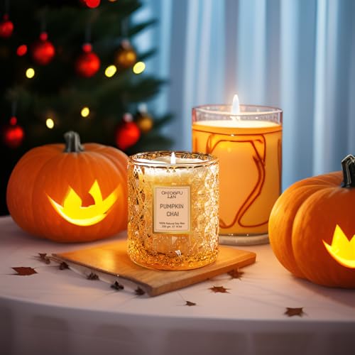 decoración de otoño con vela
