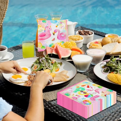decoración hawaiana para cumpleaños en piscina
