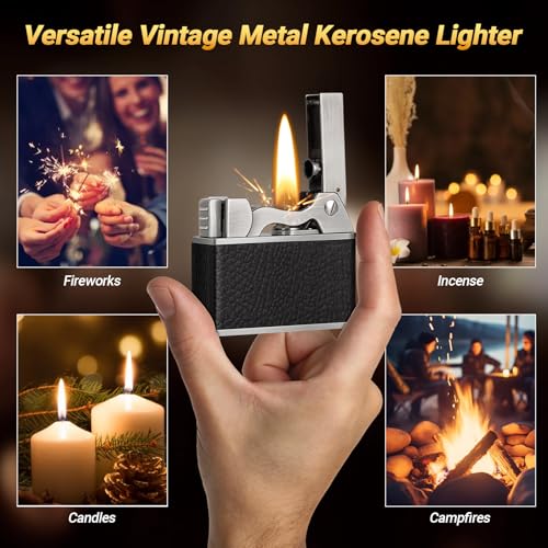 encendedor de metal y cuero duradero