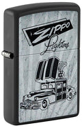 encendedor Zippo diseño auto negro mate