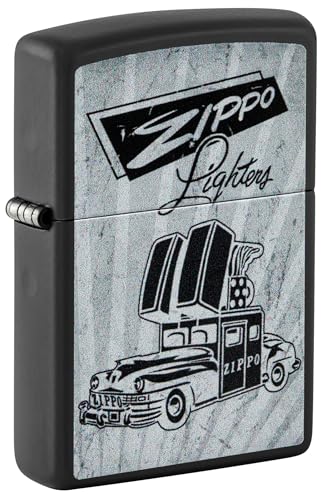 encendedor Zippo diseño auto negro mate