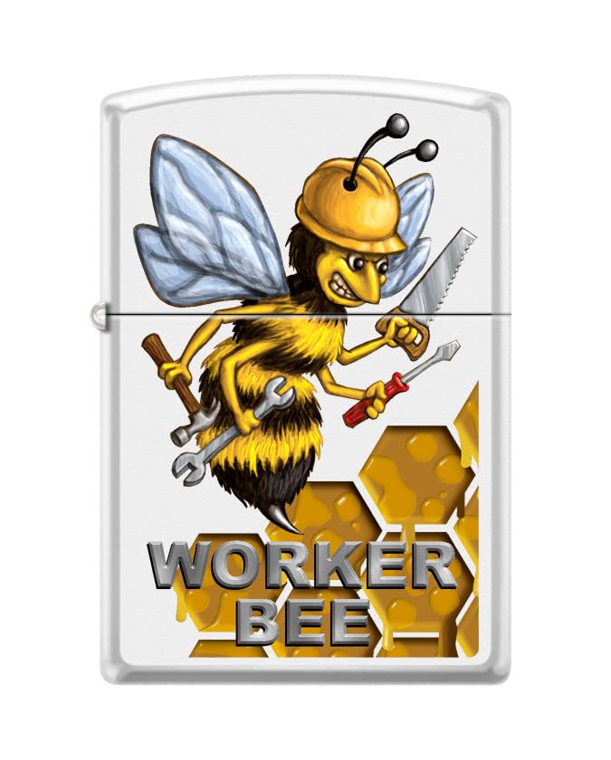 encendedor zippo worker bee blanco mate