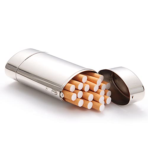 estuche ovalado metal cigarrillos plata