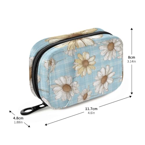 estuche para vitaminas con diseño de margaritas