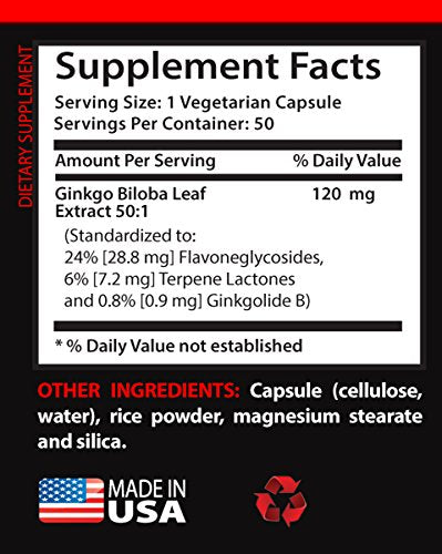 Extracto de Ginkgo Biloba 120mg natural