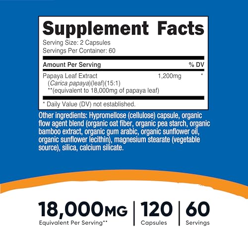 Extracto de hoja de papaya 120 cápsulas