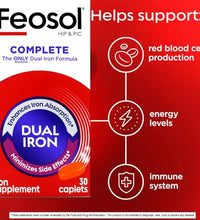 Feosol Complete hierro en tabletas fáciles de tomar