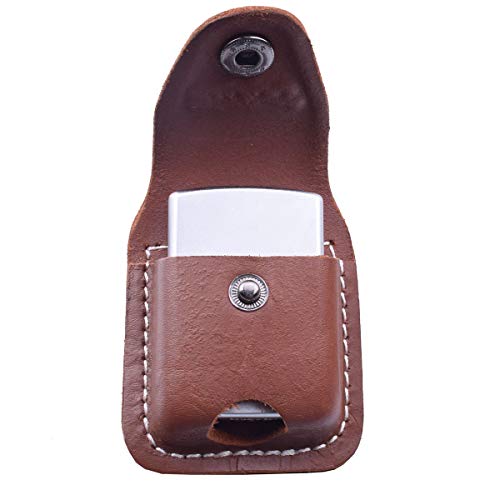 funda de cuero para encendedor marrón