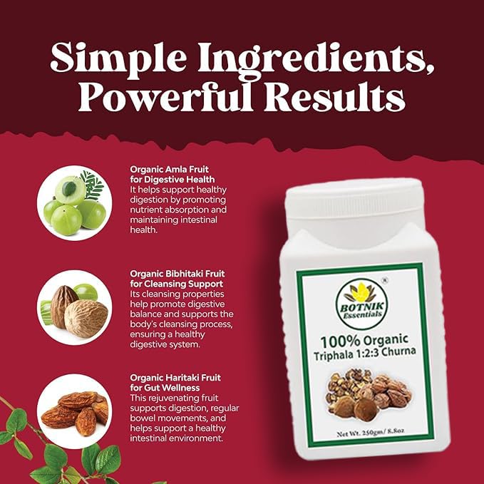 Gas intestinal controlado con Triphala orgánica