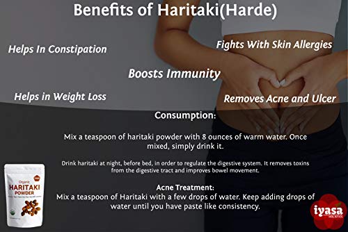 Haritaki en polvo certificado USDA