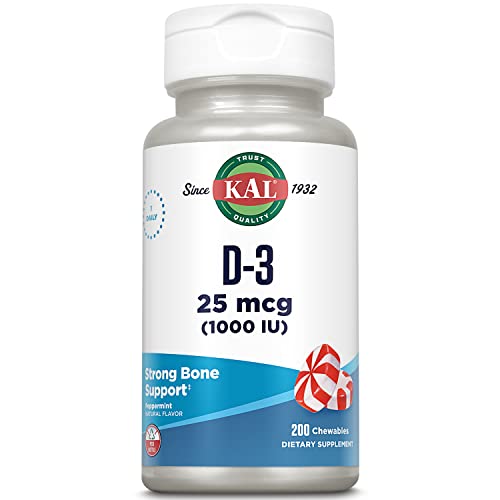 KAL Vitamina D-3 masticables sabor menta
