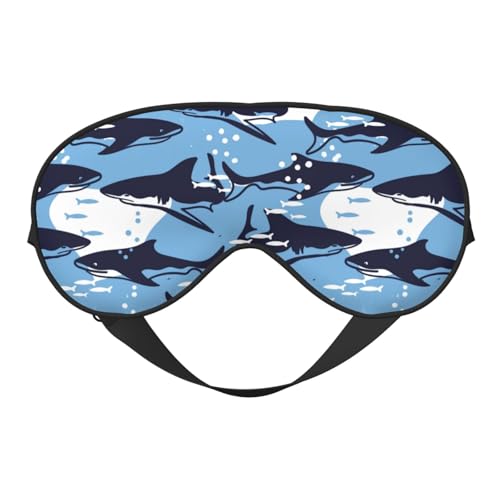 máscara de sueño tiburones y peces azules