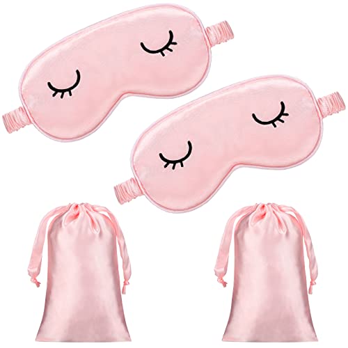 máscaras de sueño de seda rosa