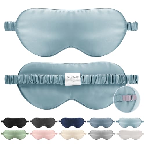 mascarilla de sueño de seda azul