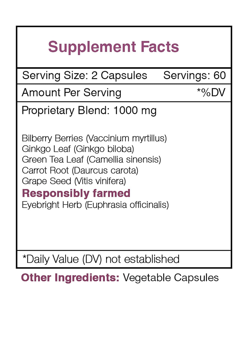 Mirtilo en cápsulas de 1000 mg
