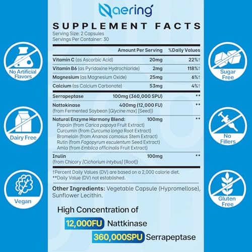 nattokinase y serrapeptase en cápsulas
