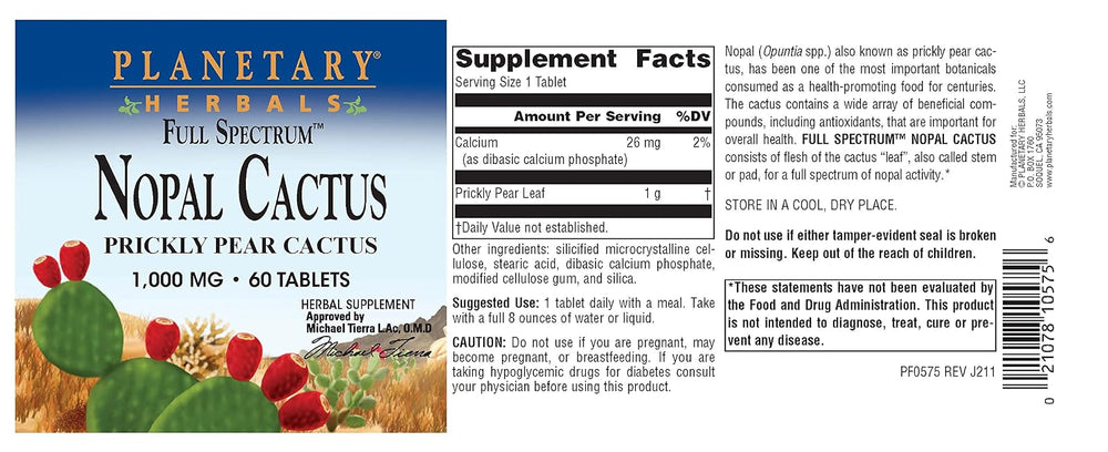 Nopal Cactus 1000 mg en tabletas