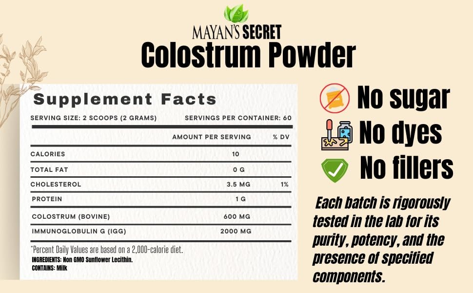 Nutrientes bioactivos en polvo de calostro