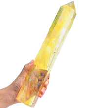 Obelisco de cuarzo amarillo grande para meditación
