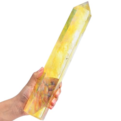 Obelisco de cuarzo amarillo grande para meditación