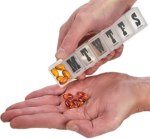 organizador de pastillas con letras negras