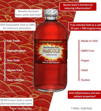 oro coloidal en botella de vidrio